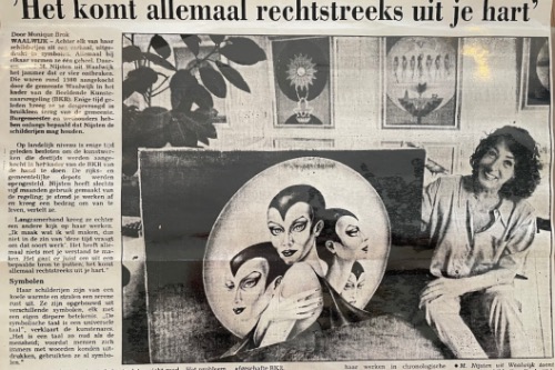 krantenartikel over kunstenares Mariëtte Nijsten uit Waalwijk (1941-2019)