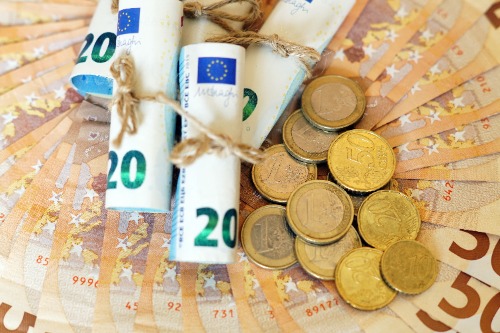 Euro bankbiljetten en munten