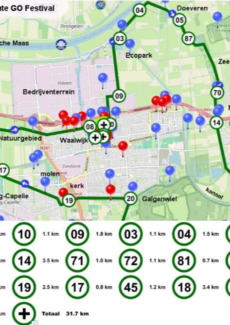 Fiets route tijdens GO Waalwijk festival